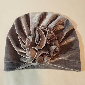 Turban Hat Head Wrap Fashion Turban Cap Silver Velvet Stretchable